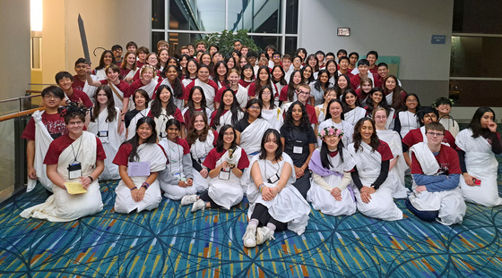 Entire TJ Latin Team poses in togas at Virginia Junior Classical League Convention