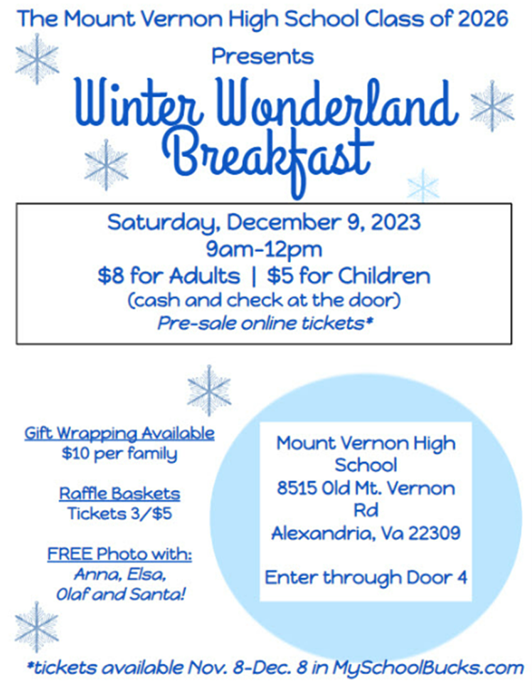 Mount Vernon High School Class of 2026 Winter Wonderland Breakfast