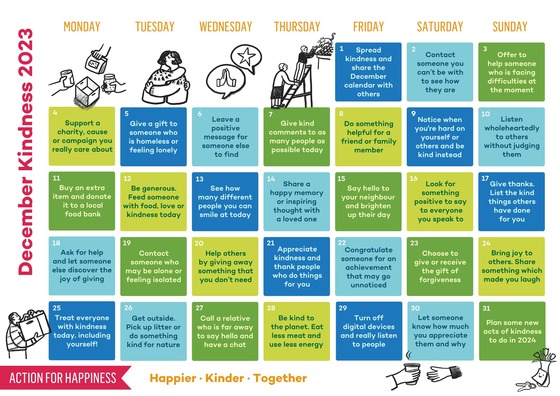 December Action for Happiness calendar