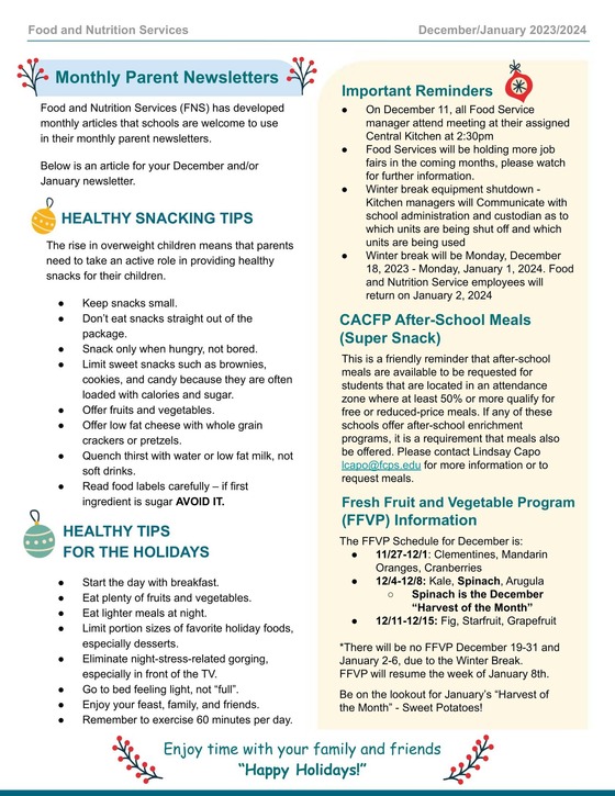 Food and Nutrition Service Newsletter 2