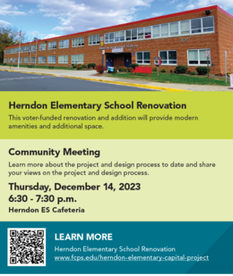 Herndon ES Renovation Community Meeting flyer