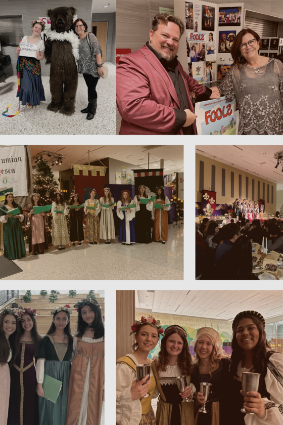 Photo collage HHS Fools play and LHS Renaissance Feaste