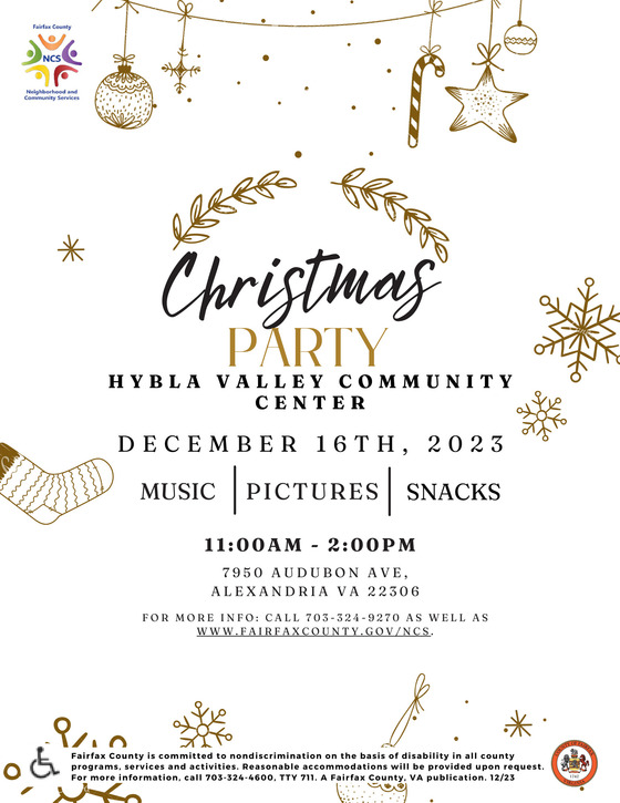 Christmas Party 12/16 Hybla Valley Community Center Flyer
