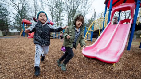Students playing on playground