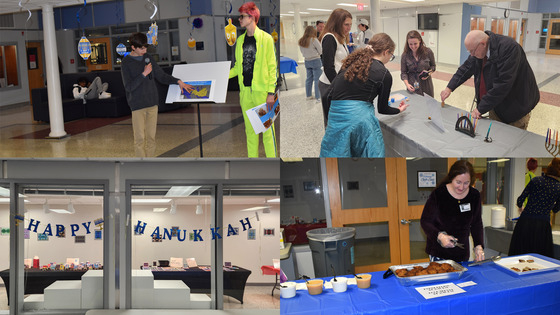 Collage of photos from TJ PTSA Hannukah celebration