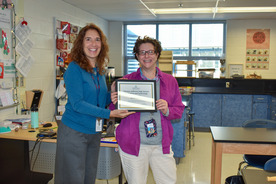 Picture of Samantha Hale winning New Teacher of the Year