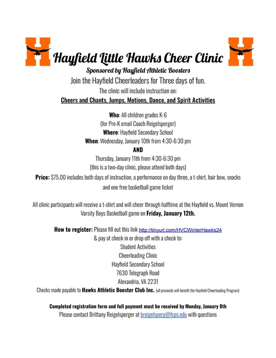 Little Hawks Hayfield Cheerleading Clinic