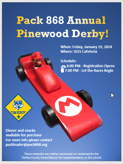 Pinewood derby flyer