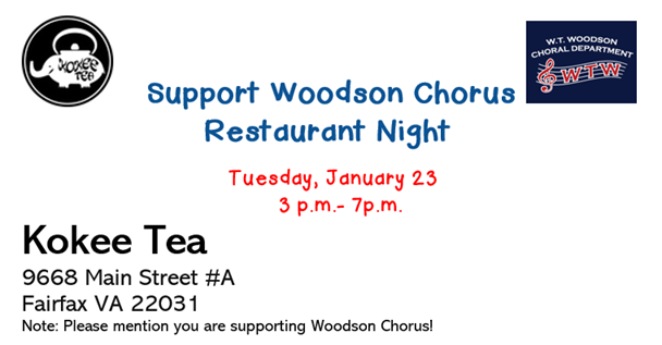 Chorus Restaurant Night at Kokee Tea January 23