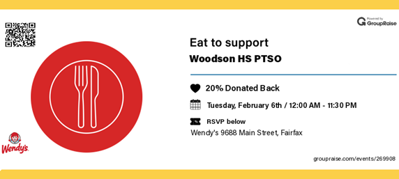 Woodson HS PTSO x Wendy's GroupRaise Fundraiser