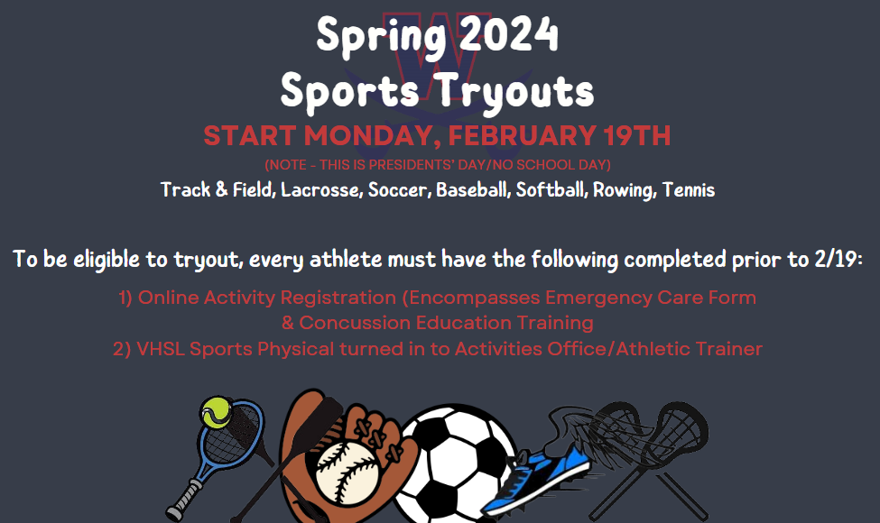 Spring Sports Tryouts Start February 19th