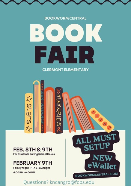 A digital flier advertises the Bookworm Book Fair