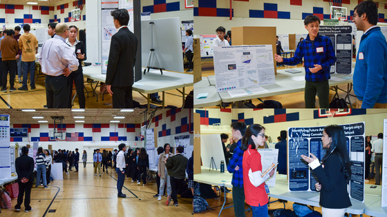 Collage of TJ students presenting at TJ Science Fair