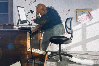 South Lakes High School student artist David Grifith's work hanging at Dulles International Airport. 