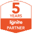 5 Year Ignite Partnership chevron shaped digital badge.  
