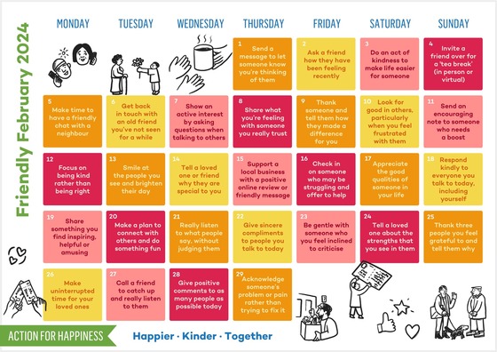 February Action for Happiness Calendar