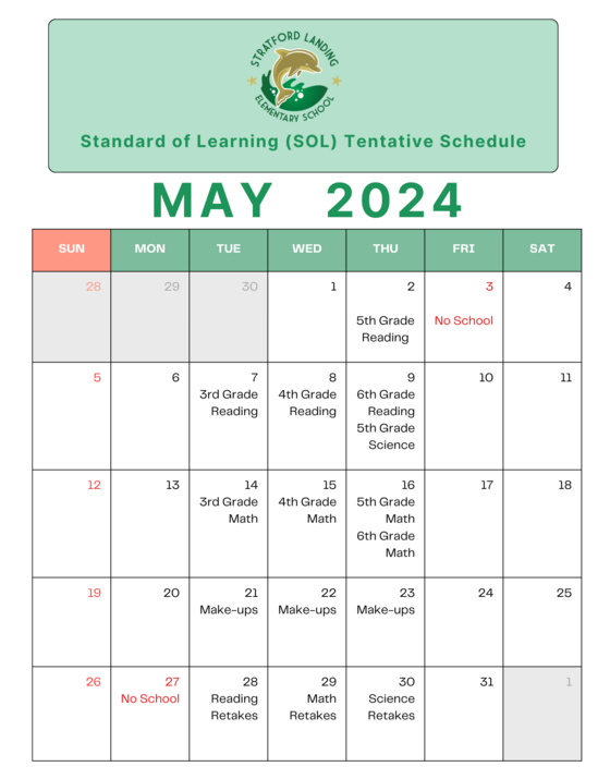 SLES SOL May tentative schedule