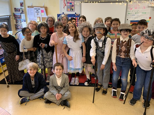The 2nd graders are 100 years old for the 100th day of school.