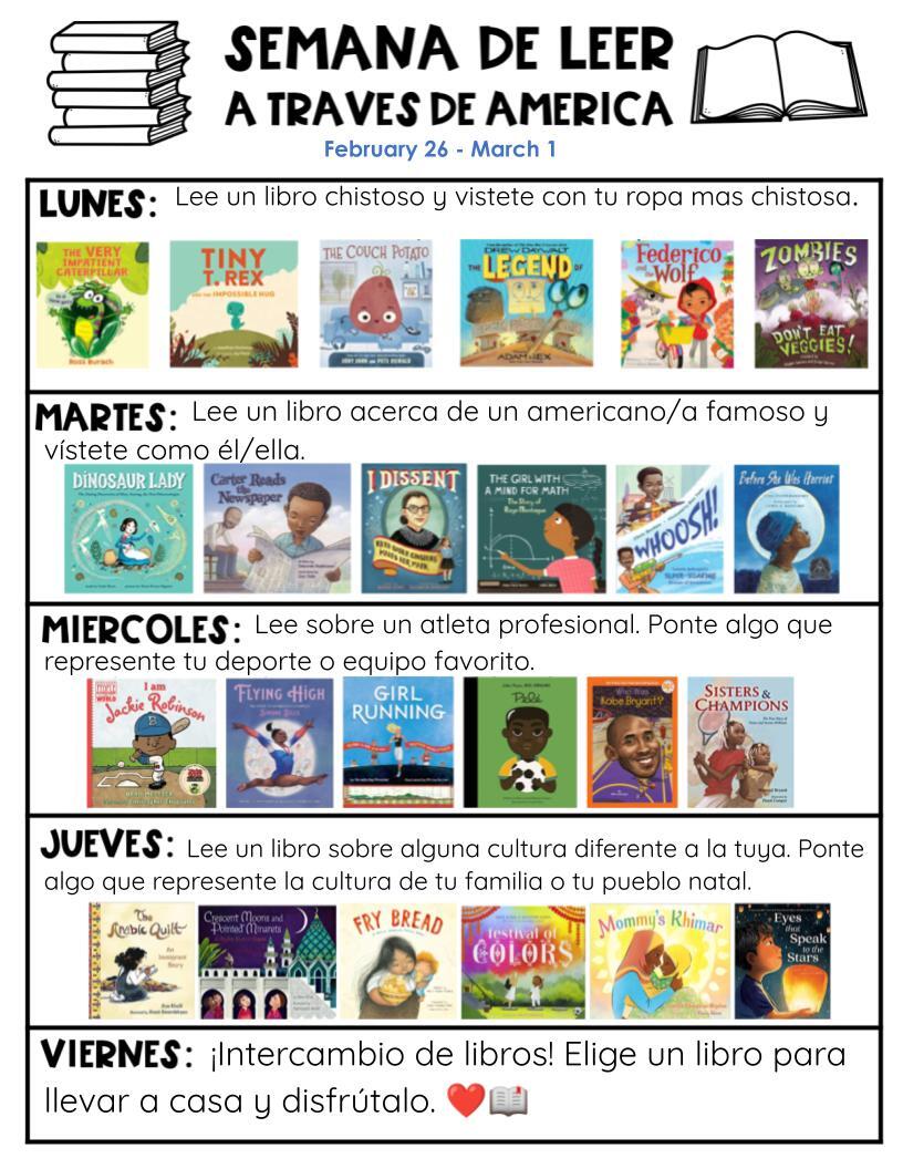 Read Across America Spirit Week - Spanish Version