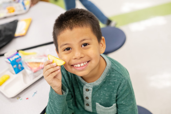 student at lunch