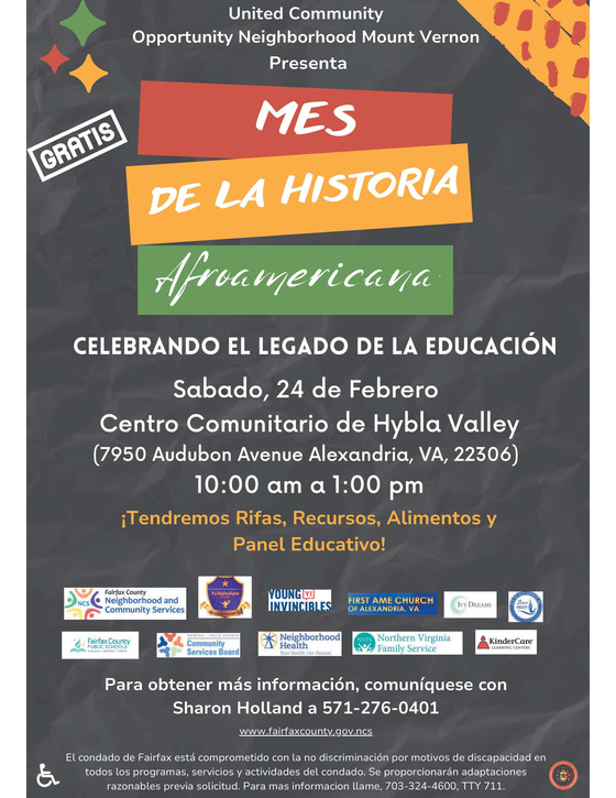 Black History Month Hyble Valley Event Flyer Spanish