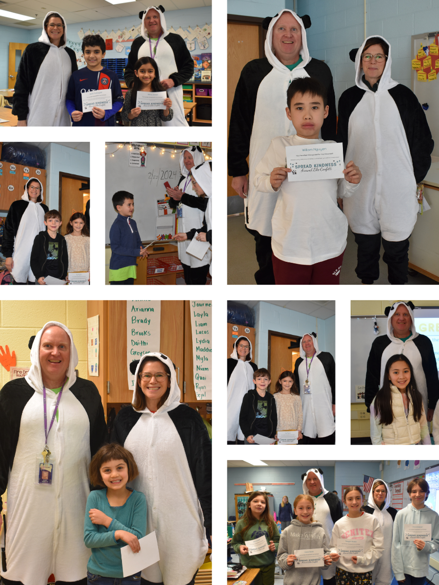 Pictures of our administrators giving positive panda awards for the month of February.