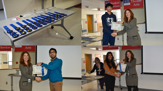 Collage of photos from TJ Science Fair award reception.