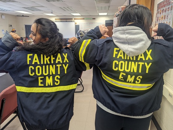 EMT students in Fx. Co. Fire and Rescue jackets