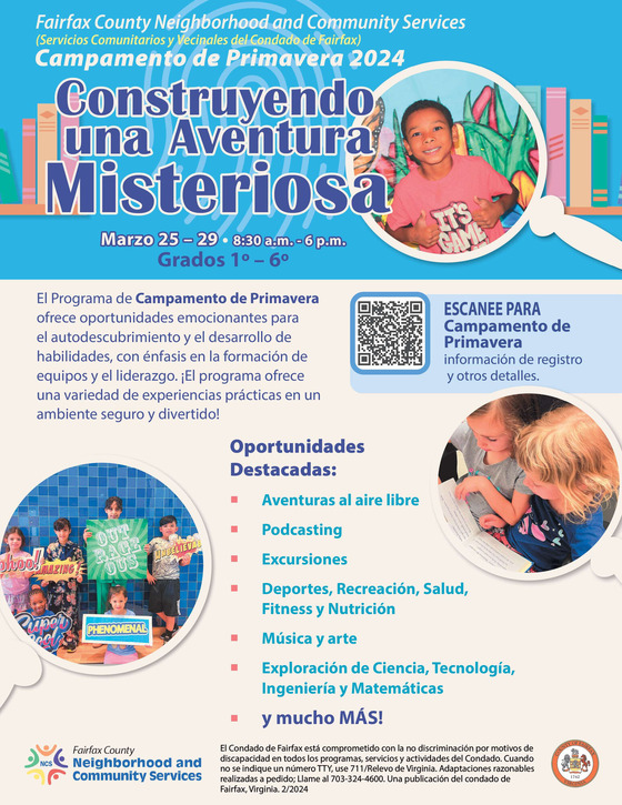 NCS Mystery Adv Spring Camp flyer Spanish