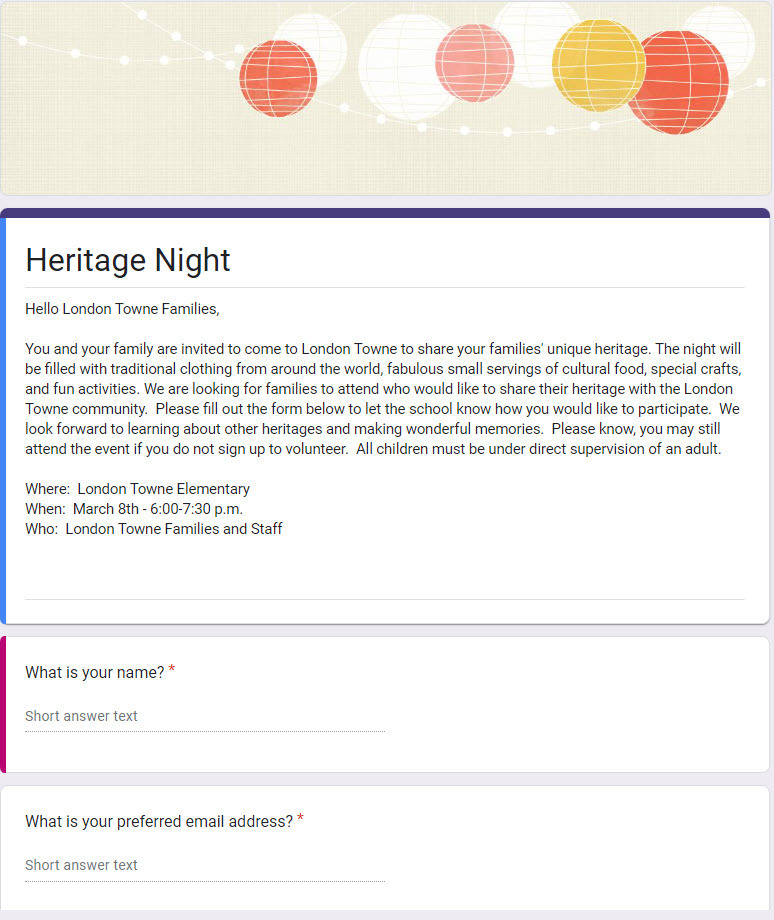 Heritage Night Form