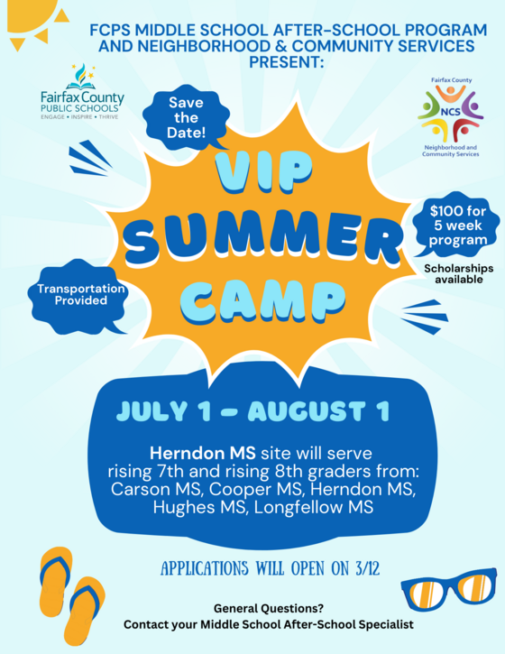 FCPS VIP Summer Camp flyer