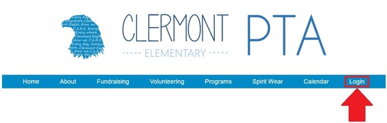 An image of the login button on the Clermont PTA website.