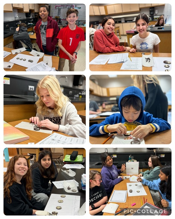 Collage of 6 pictures showing students with oreos for science