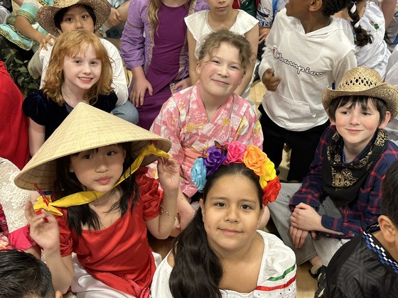 Students dressed in cultural clothing at Heritage Festival