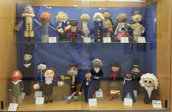 4th grade famous Americans models on display
