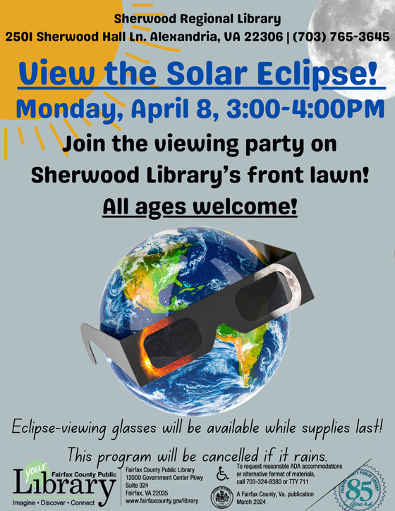 Sherwood Library View the Solar Eclipse invitation flyer