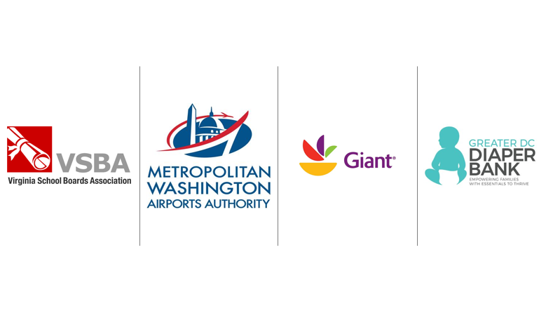 VSBA, MWAA, Giant and DC Diaper Bank logos.