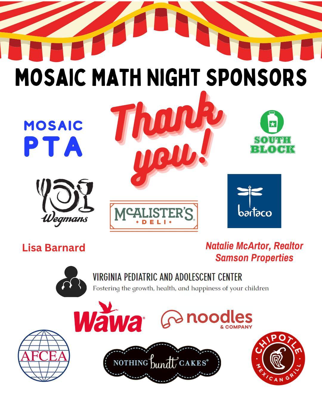 Math night sponsors