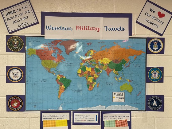 Military Travel Map in Woodson Student Services 