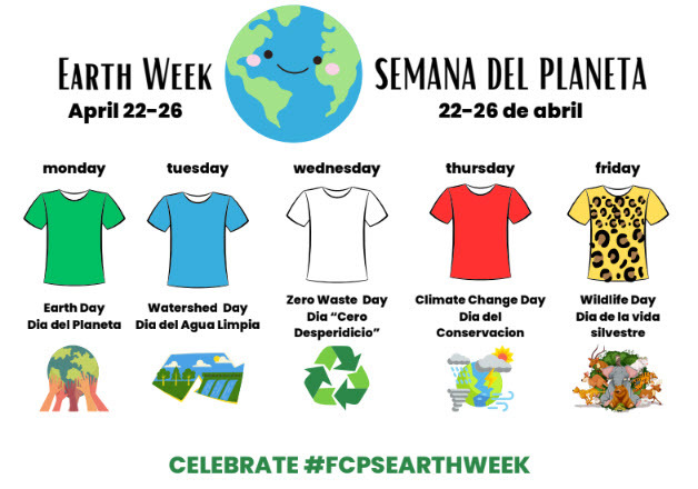 Earth week spirit week schedule - all information included above.