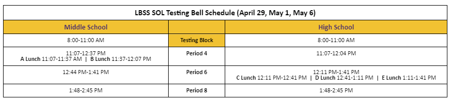 sol bell schedule