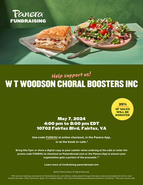 Woodson Chorus Fundraiser at Panera