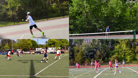 Collage of teams playing during Spring Sports Showcase