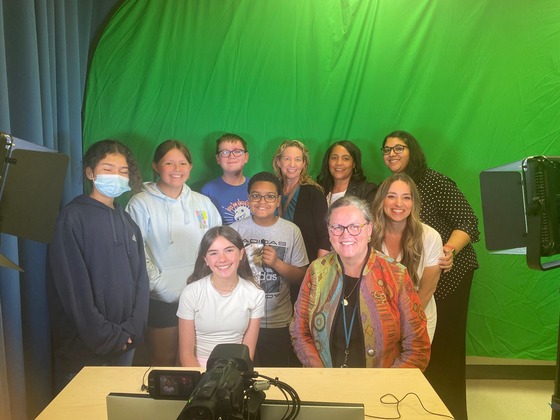 Superintendent Dr. Reid poses with the Clermont ES News Crew.