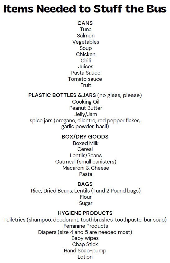 Items to Stuff the bus