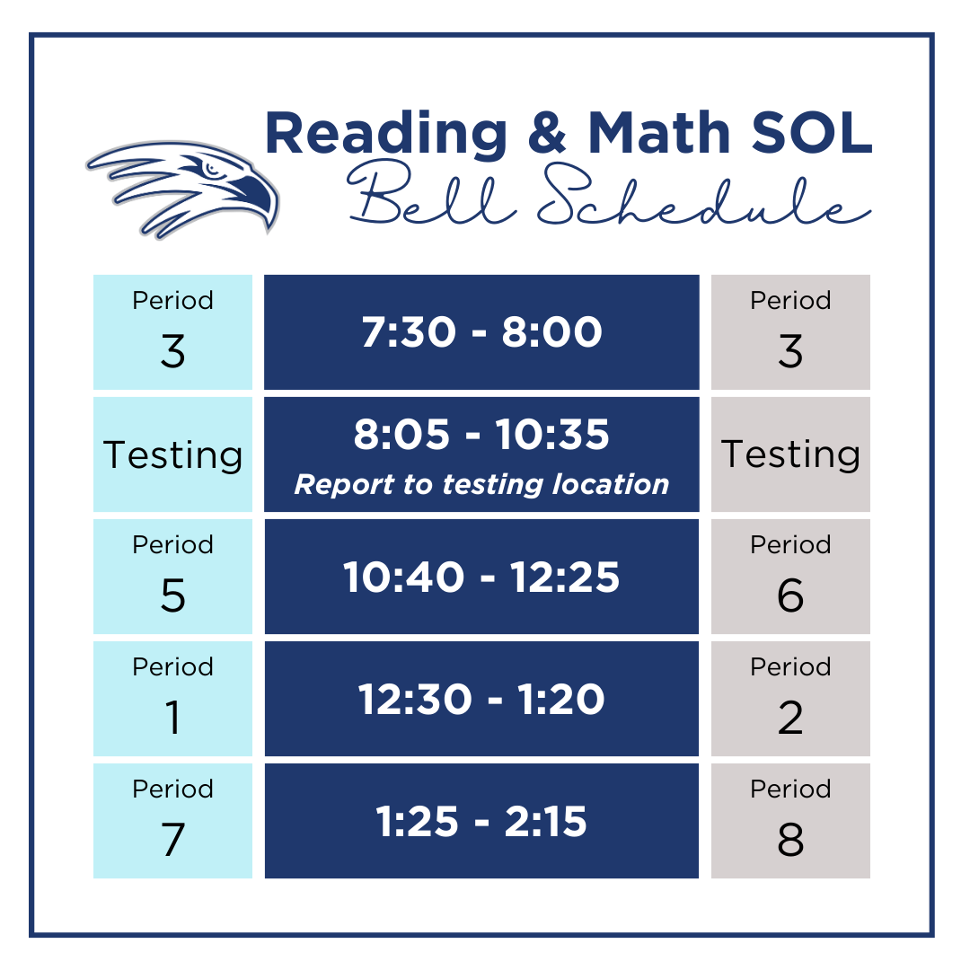 Reading and Math SOL Bell Schedule