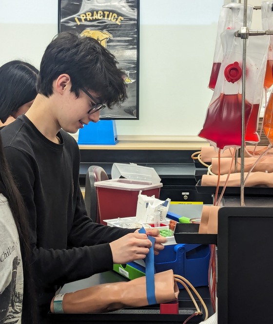 Student explores the NOVA Phlebotomy Lab
