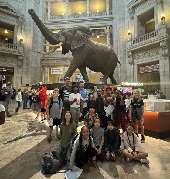 Group of 5th grade students at the Natural History Museum