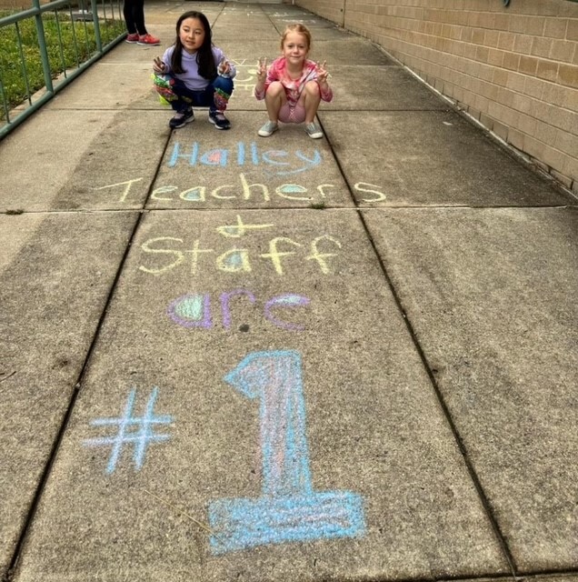 teacher appreciation sidewalk chalk message