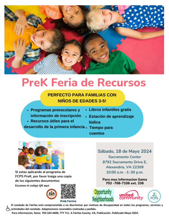 Pre-k Resource Fair Spanish flyer